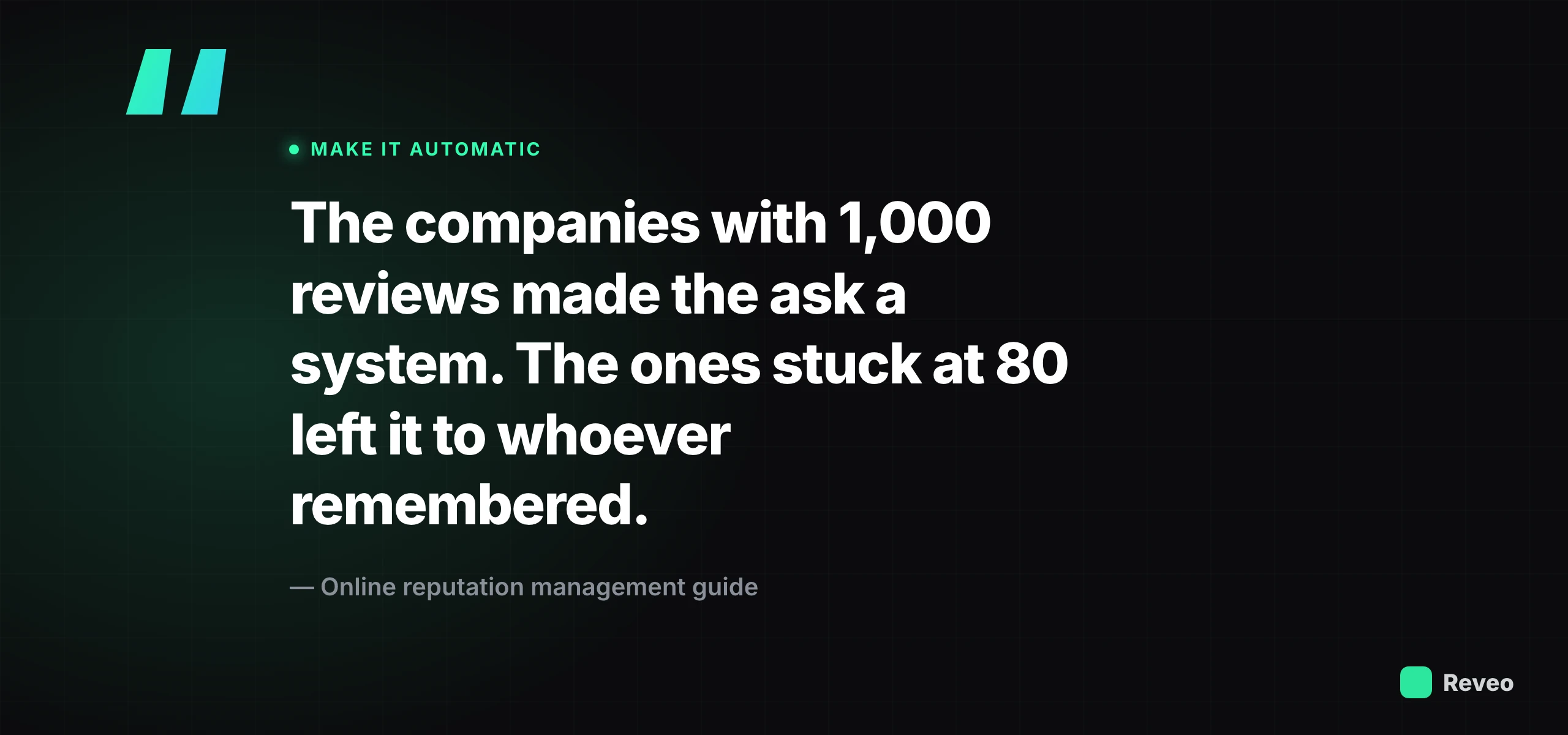 The companies with 1,000 reviews made the ask a system; the ones stuck at 80 left it to whoever remembered