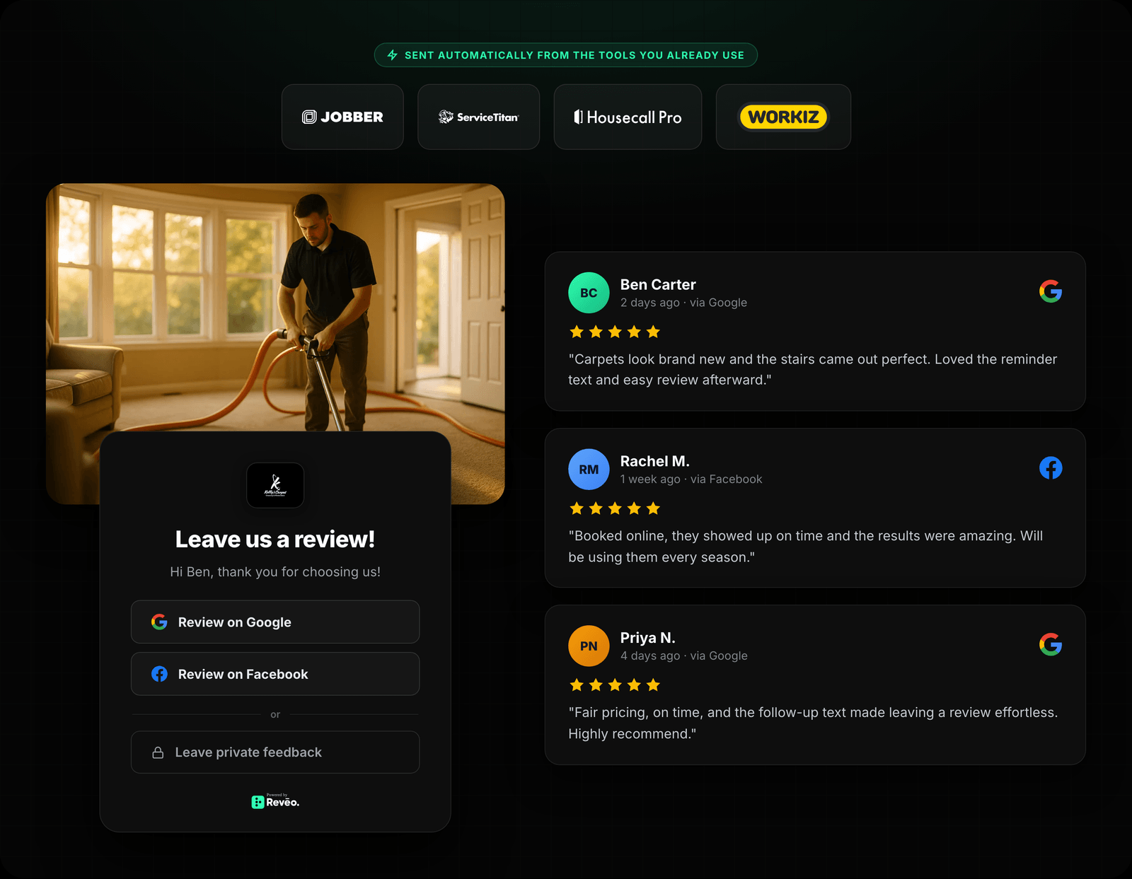 Integration Logos → Review Request → Posted Reviews