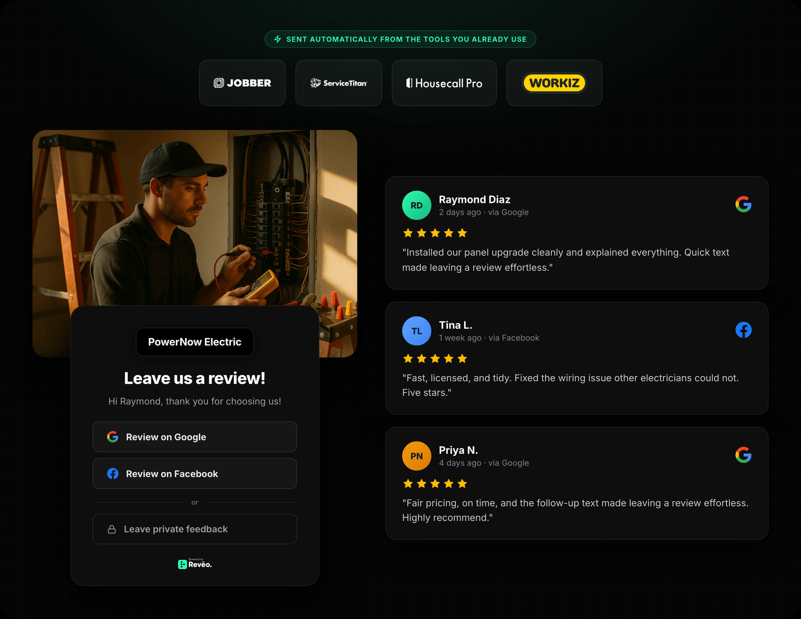 Integration Logos → Review Request → Posted Reviews