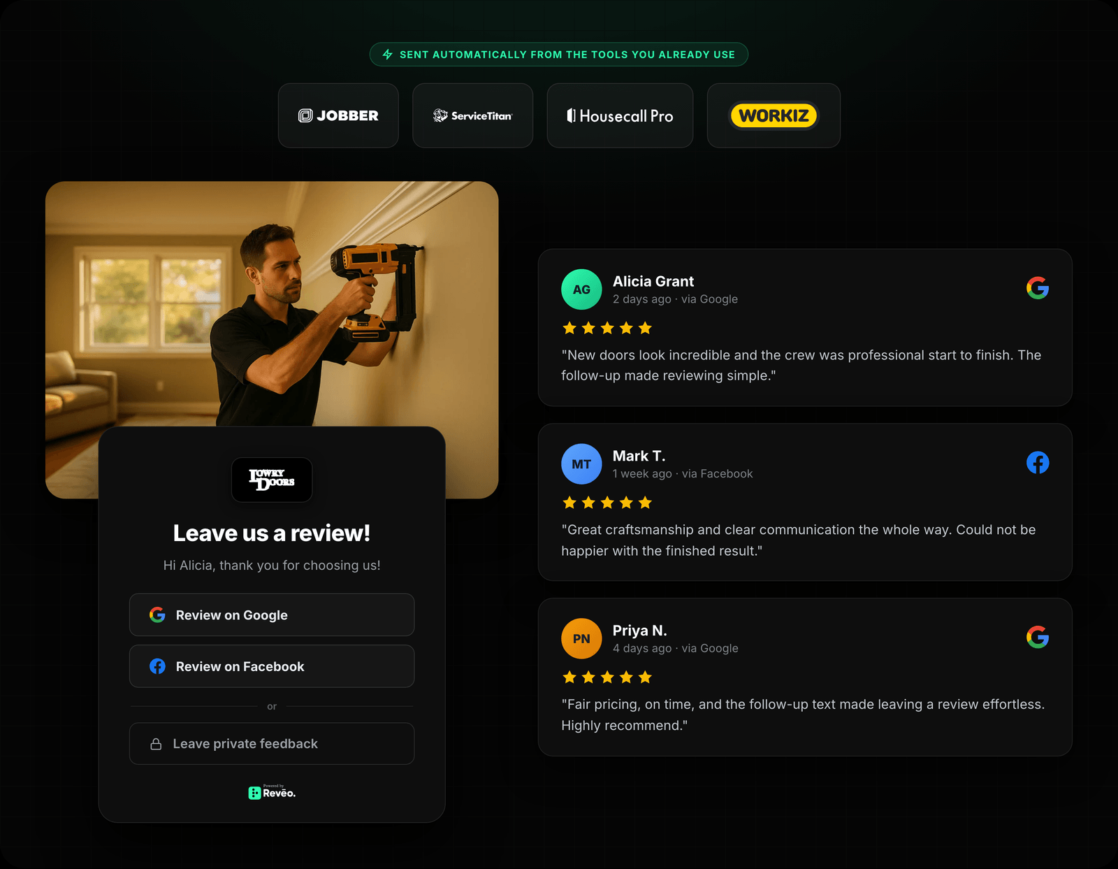 Integration Logos → Review Request → Posted Reviews