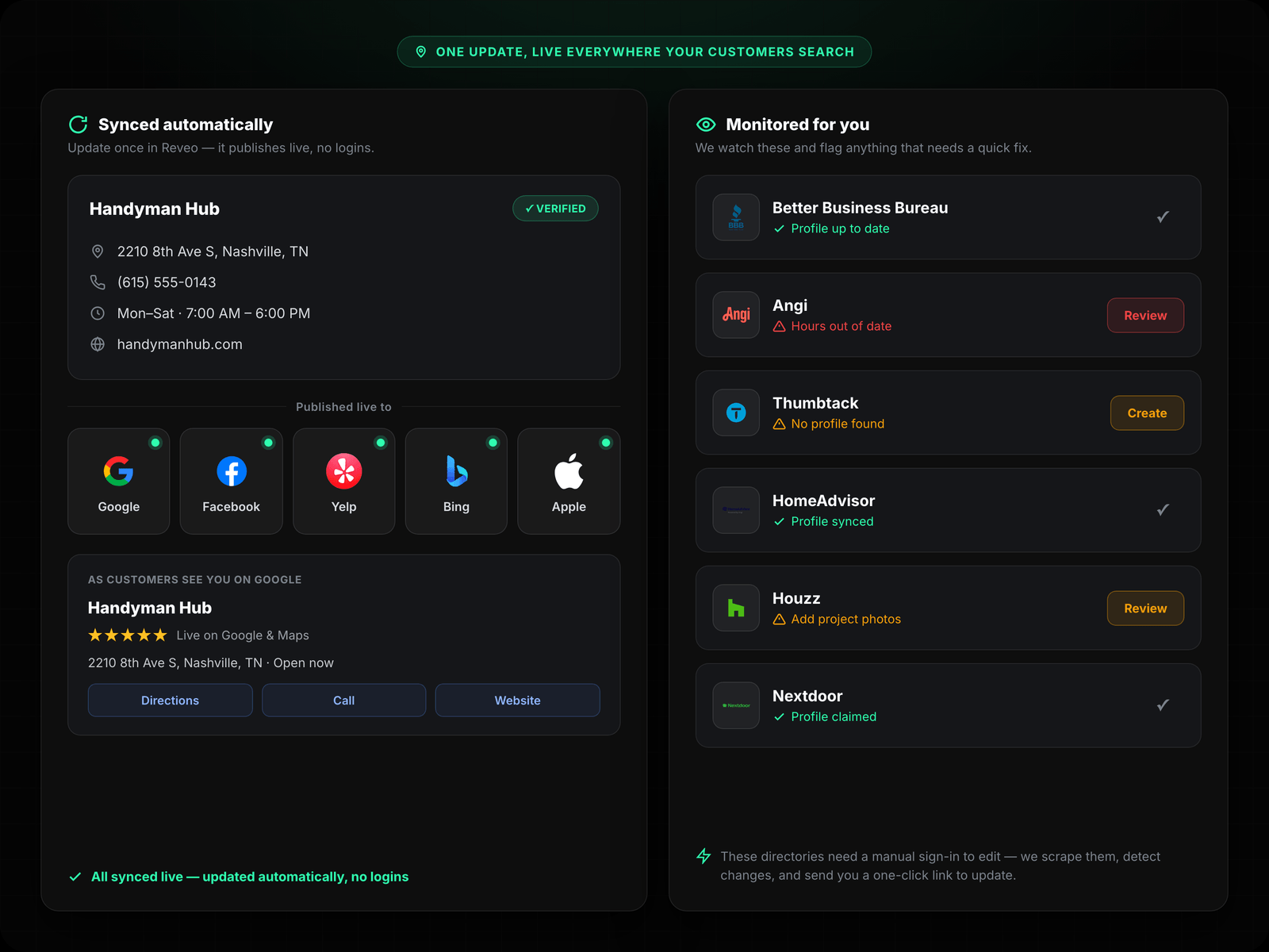 GBP + Search Bar + Directory Logos