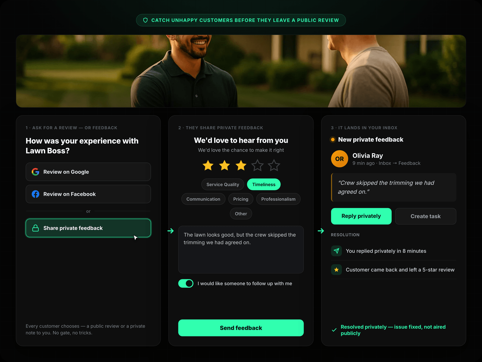 Survey Flow — Rating → Feedback → Review Prompt
