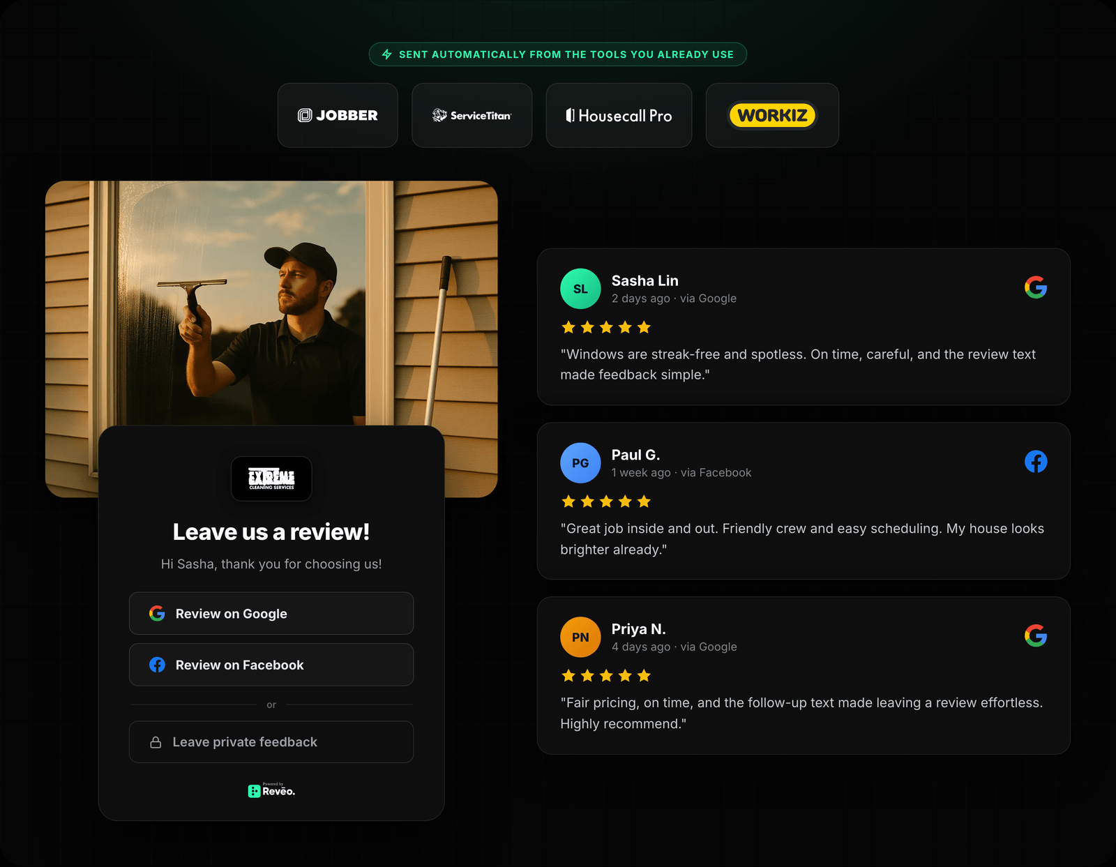 Integration Logos → Review Request → Posted Reviews