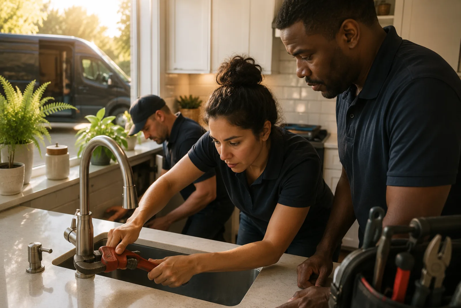 Plumbing professional at work — Reveo